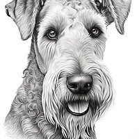 Buy canvas prints of Airedale Terrier Pencil Drawing by K9 Art