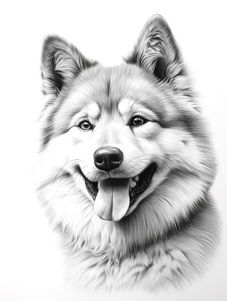 Akita Pencil Drawing Picture Board by K9 Art