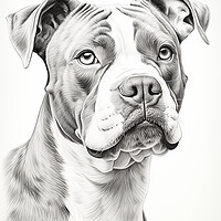 Buy canvas prints of American Bulldog Pencil Drawing by K9 Art