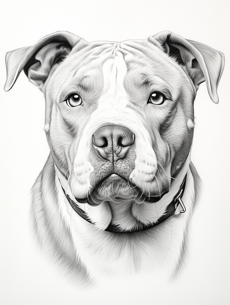 American Bulldog Pencil Drawing Picture Board by K9 Art