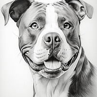 Buy canvas prints of American Bulldog Pencil Drawing by K9 Art