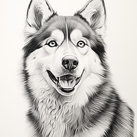 Buy canvas prints of Alaskan Malamute Pencil Drawing by K9 Art