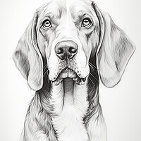 Buy canvas prints of American English Coonhound Pencil Drawing by K9 Art