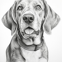 Buy canvas prints of American English Coonhound Pencil Drawing by K9 Art