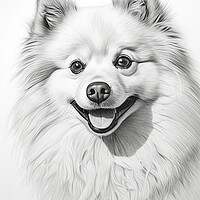 Buy canvas prints of American Eskimo Dog Pencil Drawing by K9 Art