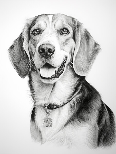 American Foxhound Pencil Drawing Picture Board by K9 Art
