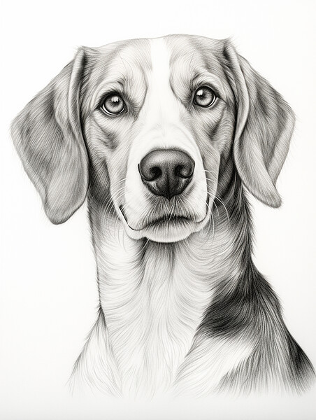 American Foxhound Pencil Drawing Picture Board by K9 Art
