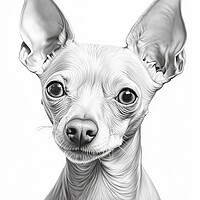Buy canvas prints of American Hairless Terrier Pencil Drawing by K9 Art