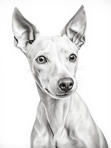 American Hairless Terrier Pencil Drawing Picture Board by K9 Art