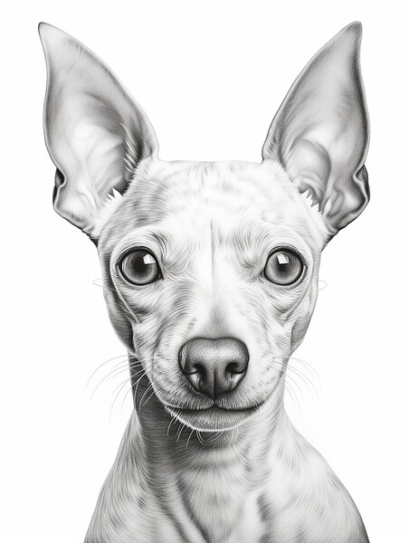 American Hairless Terrier Pencil Drawing Picture Board by K9 Art