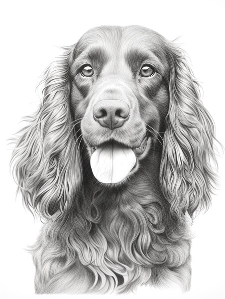 American Water Spaniel Pencil Drawing Picture Board by K9 Art