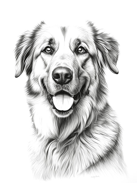 Anatolian Shepherd Dog Pencil Drawing Picture Board by K9 Art