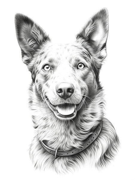 Australian Cattle Dog Pencil Drawing Picture Board by K9 Art