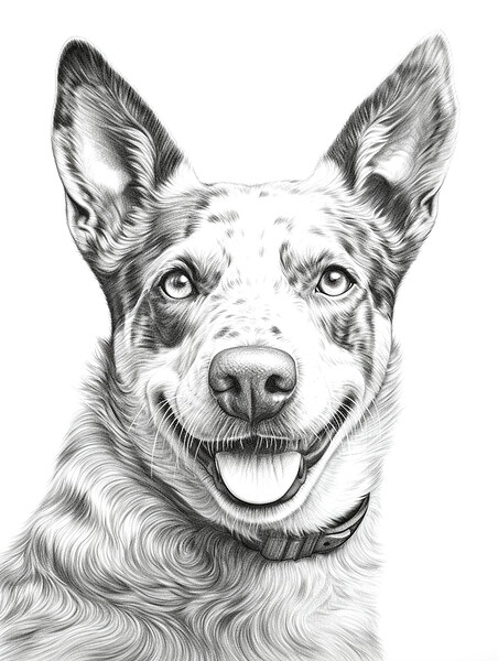 Australian Cattle Dog Pencil Drawing Picture Board by K9 Art