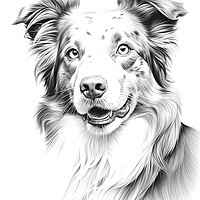 Buy canvas prints of Australian Shepherd Dog Pencil Drawing by K9 Art