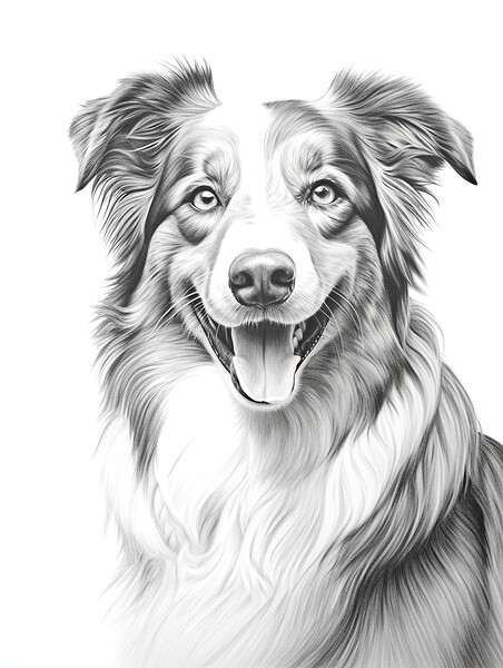 Australian Shepherd Dog Pencil Drawing Picture Board by K9 Art