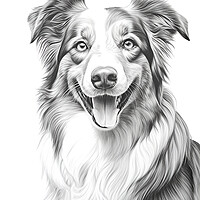 Buy canvas prints of Australian Shepherd Dog Pencil Drawing by K9 Art