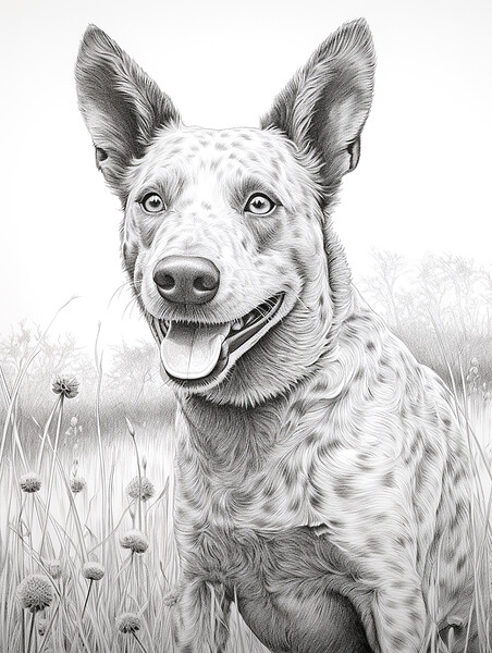 Australian Stumpy Tail Dog Pencil Drawing Picture Board by K9 Art