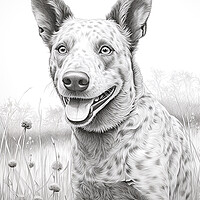 Buy canvas prints of Australian Stumpy Tail Dog Pencil Drawing by K9 Art