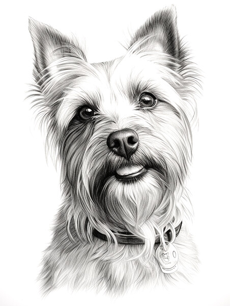 Australian Terrier Pencil Drawing Picture Board by K9 Art