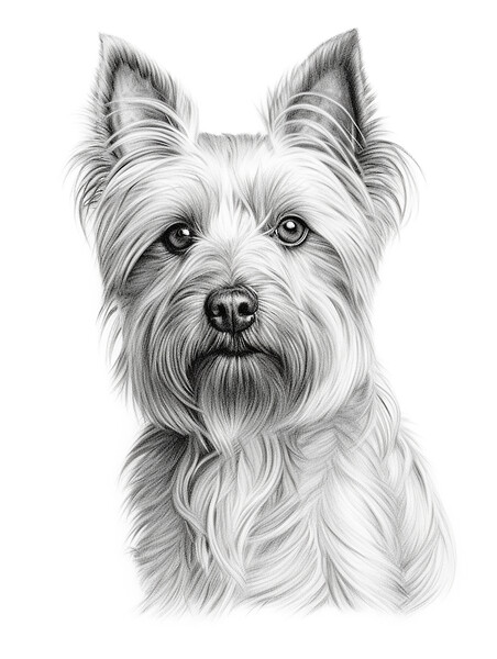 Australian Silky Terrier Pencil Drawing Picture Board by K9 Art