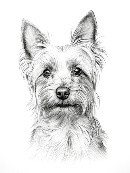 Australian Silky Terrier Pencil Drawing Picture Board by K9 Art