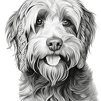 Buy canvas prints of Barbet Pencil Drawing by K9 Art