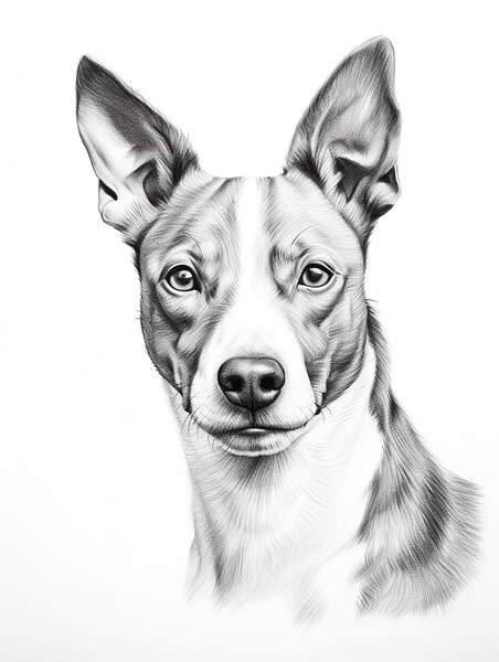 Basenji Pencil Drawing Picture Board by K9 Art