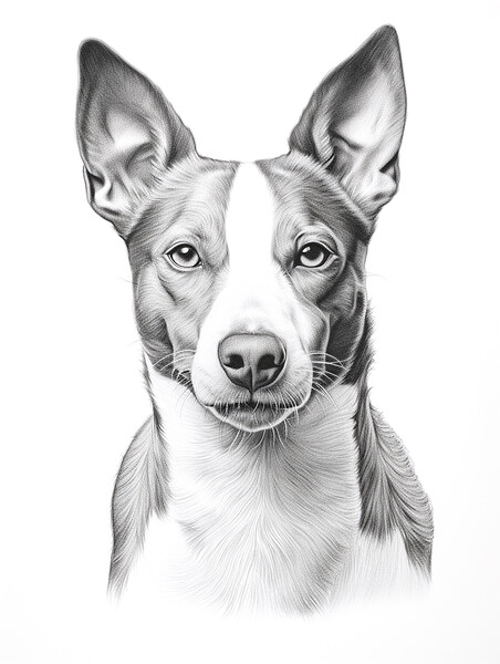 Basenji Pencil Drawing Picture Board by K9 Art
