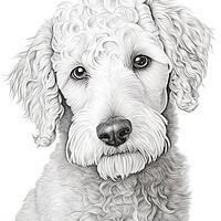 Buy canvas prints of Bedlington Terrier Pencil Drawing by K9 Art