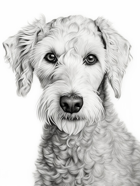 Bedlington Terrier Pencil Drawing Picture Board by K9 Art