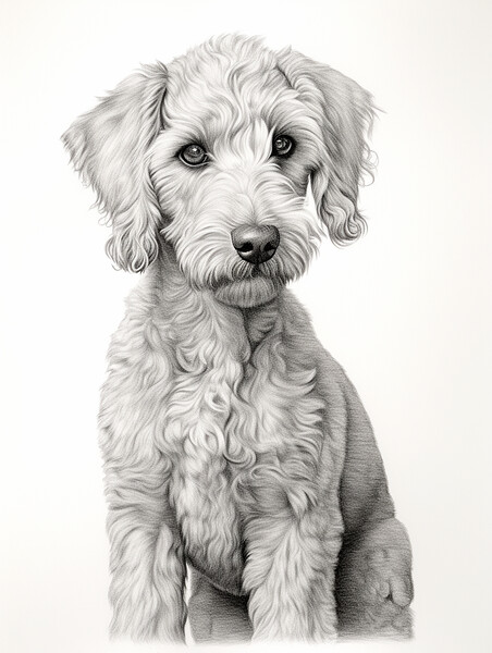 Bedlington Terrier Pencil Drawing Picture Board by K9 Art
