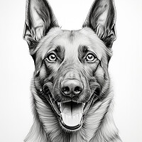 Buy canvas prints of Belgian Malinois Pencil Drawing by K9 Art