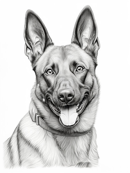 Belgian Malinois Pencil Drawing Picture Board by K9 Art