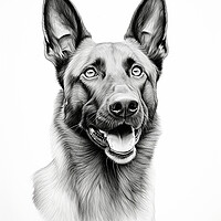 Buy canvas prints of Belgian Malinois Pencil Drawing by K9 Art