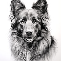 Buy canvas prints of Belgian Sheepdog Pencil Drawing by K9 Art