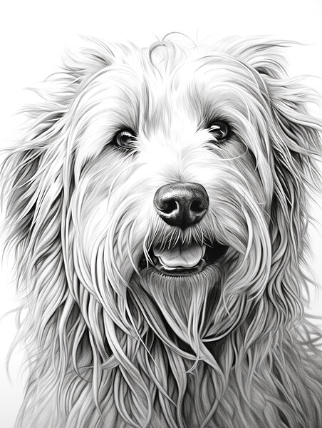 Bergamasco Sheepdog Pencil Drawing Picture Board by K9 Art