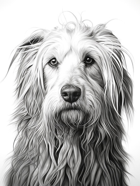 Bergamasco Sheepdog Pencil Drawing Picture Board by K9 Art