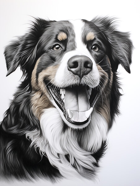 Bernese Mountain Dog Pencil Drawing Picture Board by K9 Art