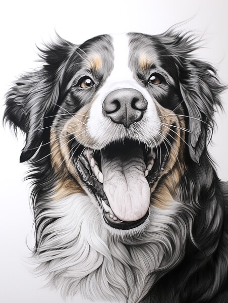 Bernese Mountain Dog Pencil Drawing Picture Board by K9 Art