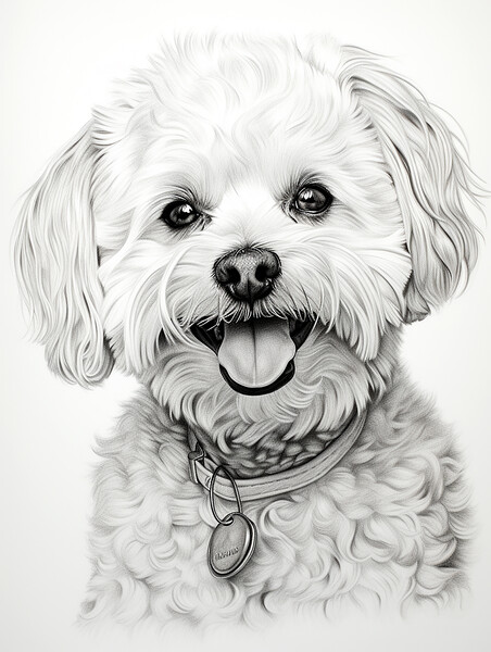 Bichon Frise Pencil Drawing Picture Board by K9 Art