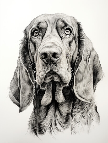 Bloodhound Pencil Drawing Picture Board by K9 Art