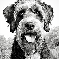 Buy canvas prints of Black Russian Terrier Pencil Drawing by K9 Art