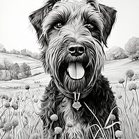 Buy canvas prints of Black Russian Terrier Pencil Drawing by K9 Art
