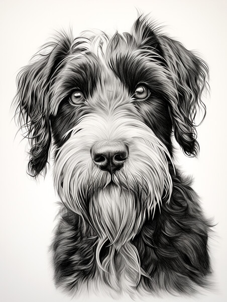 Black Russian Terrier Pencil Drawing Picture Board by K9 Art