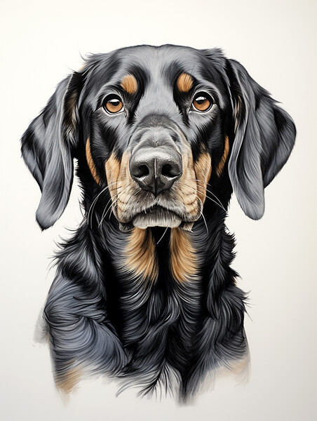 Black And Tan Coonhound Pencil Drawing Picture Board by K9 Art