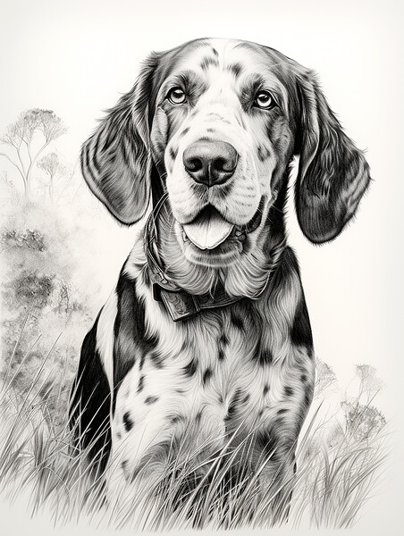 Bluetick Coonhound Pencil Drawing Picture Board by K9 Art