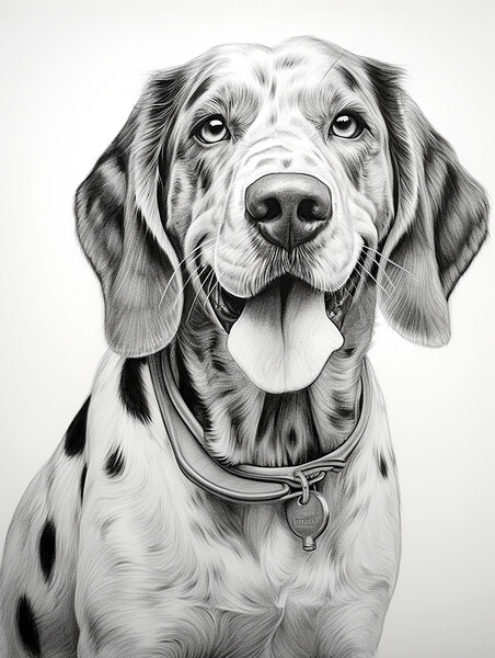 Bluetick Coonhound Pencil Drawing Picture Board by K9 Art
