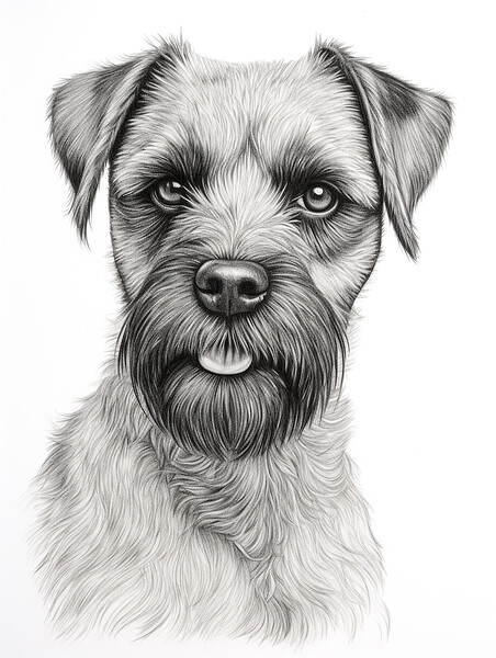 Pencil Drawing Border Terrier Picture Board by K9 Art