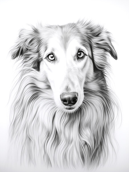Borzoi Pencil Drawing Picture Board by K9 Art